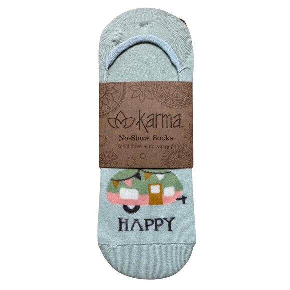 Karma Accessories - Karma Happy Trails Camper No-Show Socks Pack of Three NEW